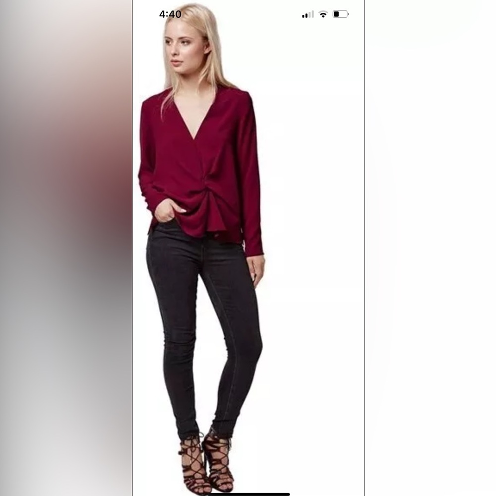 5 FOR 5--TopShop Twist Front Blouse in red size 4 - Picture 2 of 7